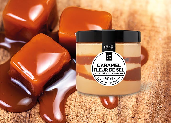 Crème glacée Caramel à la fleur de sel à la crème d'Ardèche