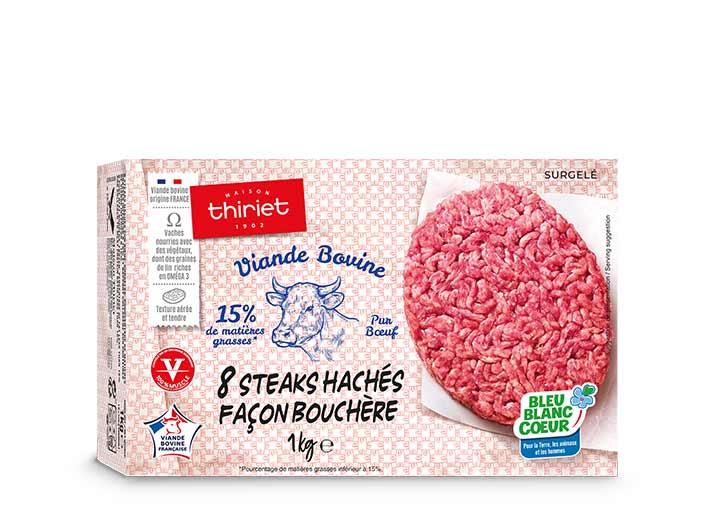 8 Steaks hachés pur boeuf 15% MG