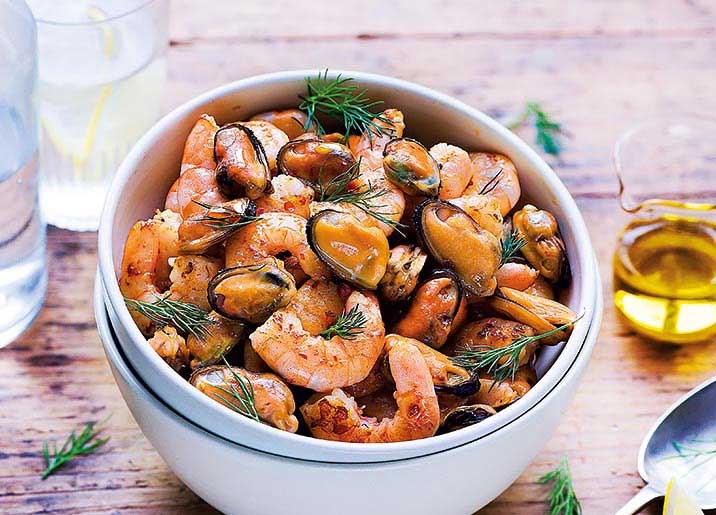 Mélange de Moules du Pacifique et Crevettes biologiques