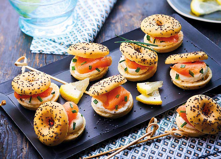 8 Mini bagels au saumon fumé