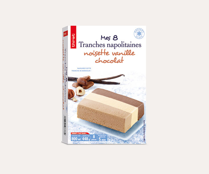 8 Tranches napolitaines noisette vanille chocolat