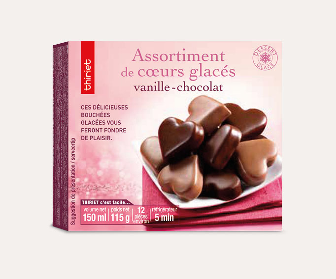 Amuses cœurs glacés vanille/chocolat