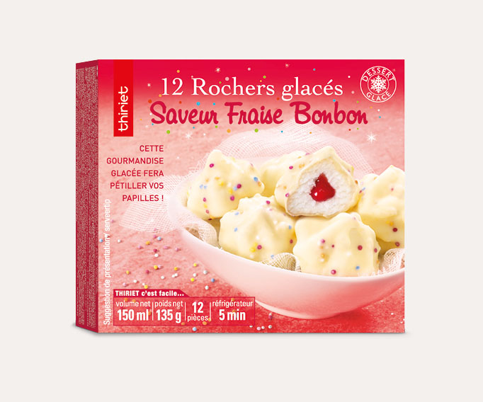 12 Rochers glacés saveur fraise bonbon