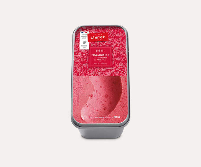 Sorbet framboise avec morceaux de framboise