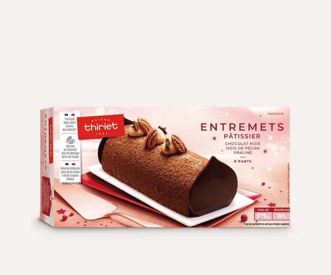 Entremets pâtissier chocolat noir - pécan - praliné