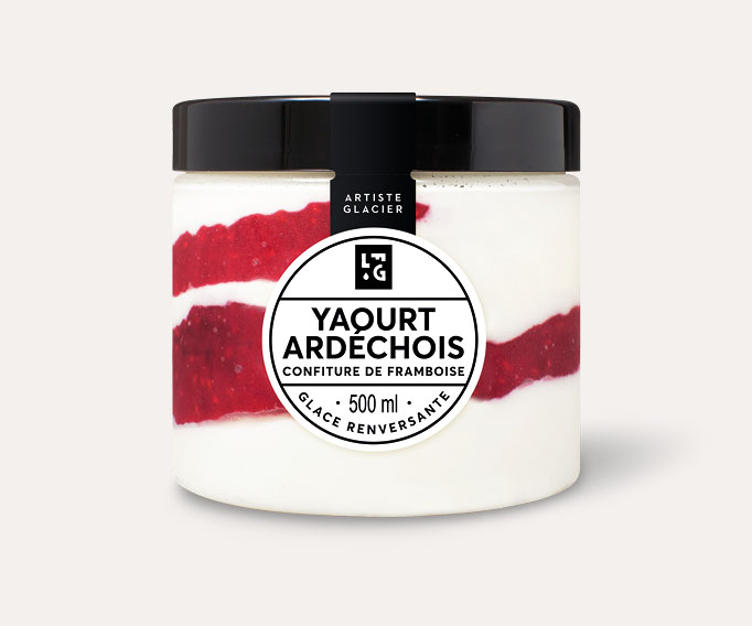 Glace Yaourt ardéchois et confiture de framboise