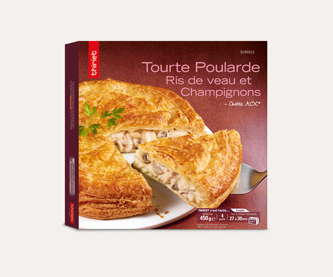 Tourte poularde, ris de veau et champignons
