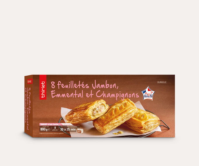 8 Feuilletés jambon, emmental et champignons