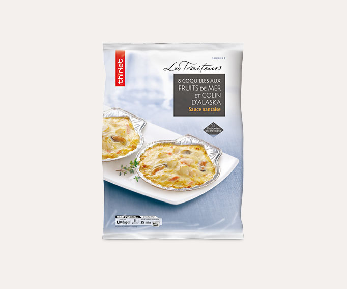 8 Coquilles aux fruits de mer et colin d'Alaska