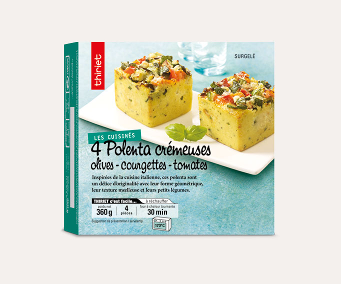 4 Polenta crémeuses olives, courgettes, tomates