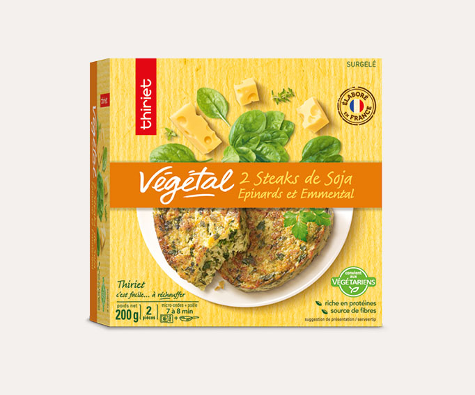 2 Steaks de soja aux épinards et emmental