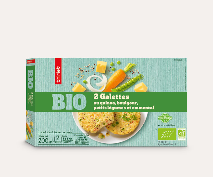 2 Galettes au quinoa, boulgour, légumes, emmental