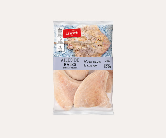Ailes de raie entières pelées