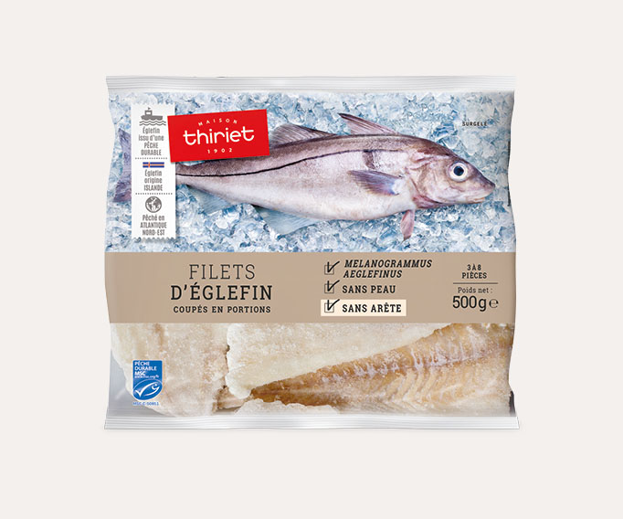 Filets d’églefin coupés en portions