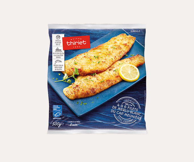 Filets de merlu blanc du Cap meunière citron surgelé, gamme Poissons