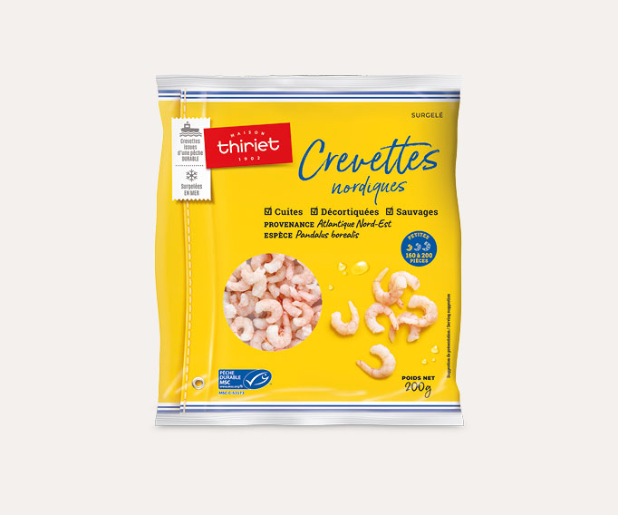 Crevettes nordiques sauvages décortiquées cuites