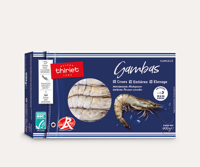 Gambas entières crues de Madagascar