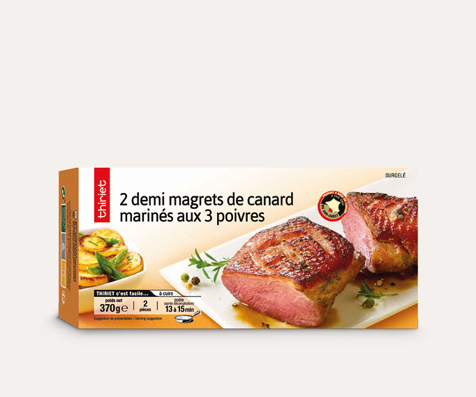 2 Demi magrets de canard marinés aux 3 poivres