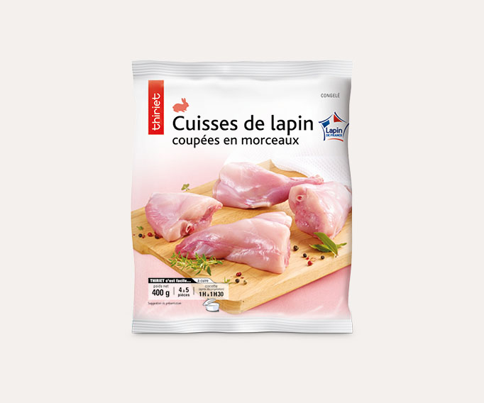 Cuisses de lapin coupées en morceaux