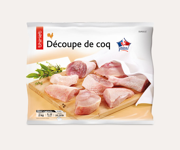 Découpe de coq pour coq au vin