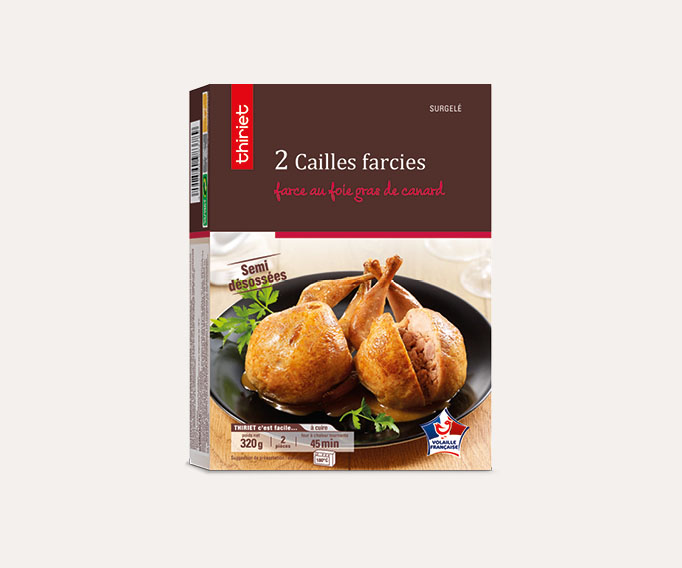 2 Cailles farcies, farce au foie gras canard