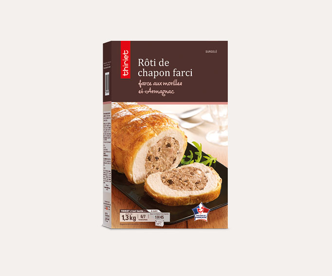 Rôti de chapon farci, farce morilles/Armagnac