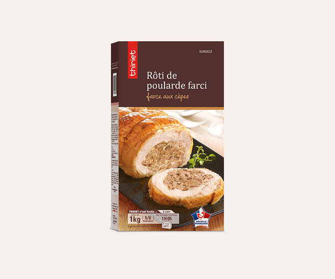 Rôti de poularde farci, farce aux cèpes