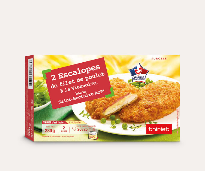 2 Escalopes de filet poulet panées, bacon-St Nectaire AOP