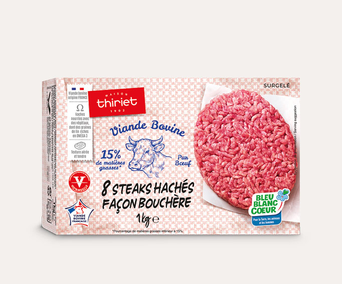 8 Steaks hachés façon bouchère pur boeuf Lot de 2 boîtes