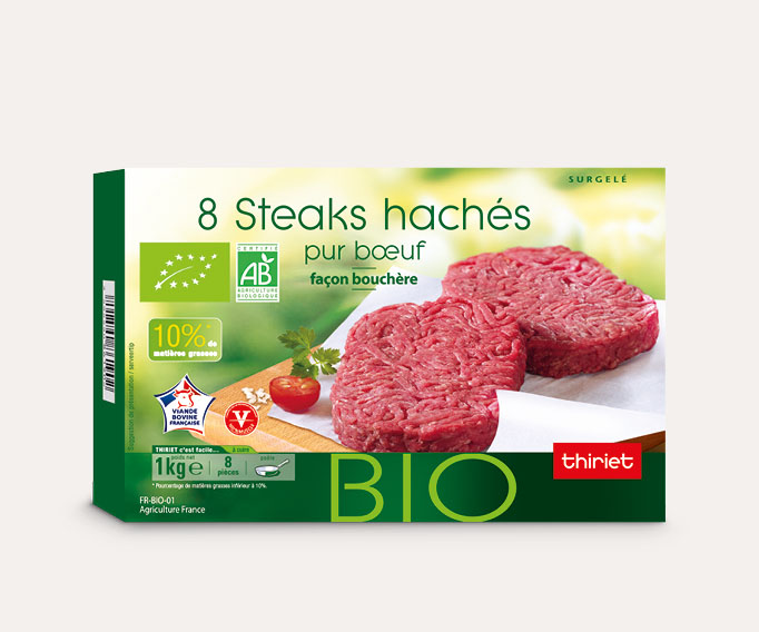 8 Steaks hachés pur boeuf 10% M.G. biologiques