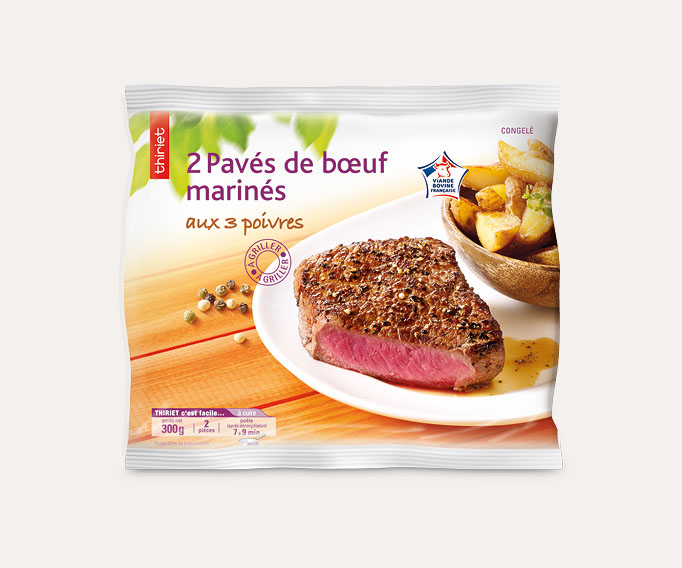 2 Pavés de bœuf marinés aux 3 poivres