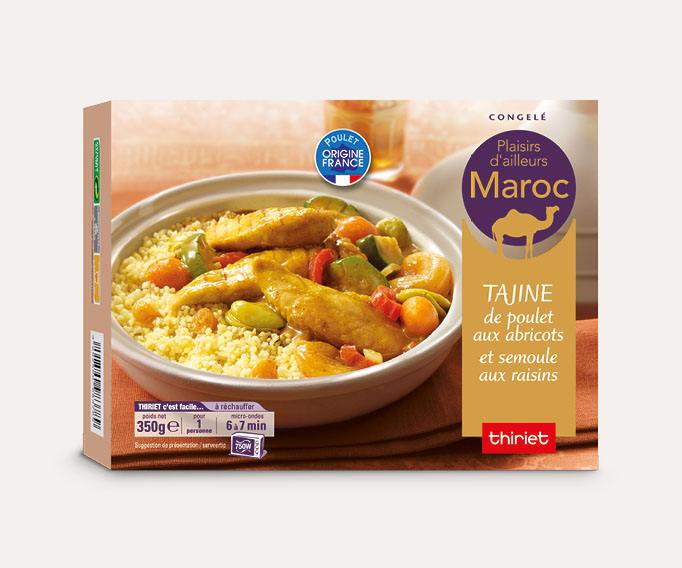 Tajine de poulet aux abricots, semoule aux raisins