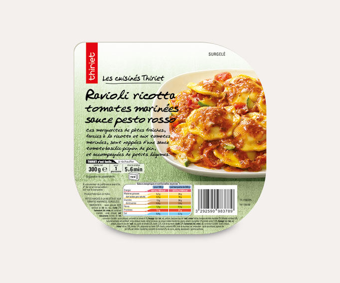 Ravioli ricotta/tomates marinées sauce pesto