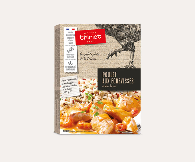 Poulet aux écrevisses et duo de riz