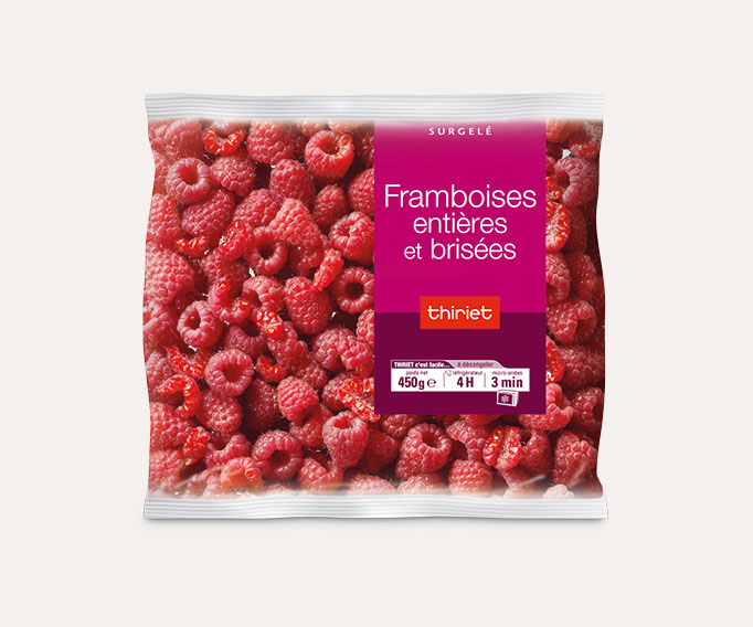 Framboises entières et brisées