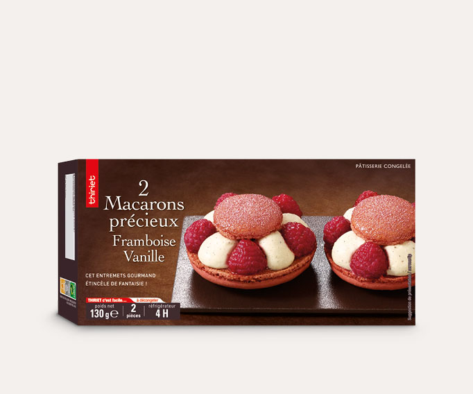 2 Macarons précieux framboise/vanille
