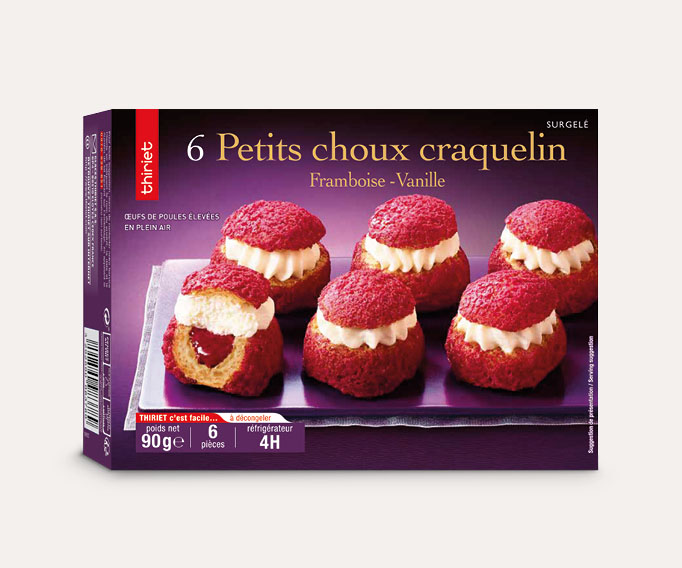 6 Petits choux craquelin framboise - vanille