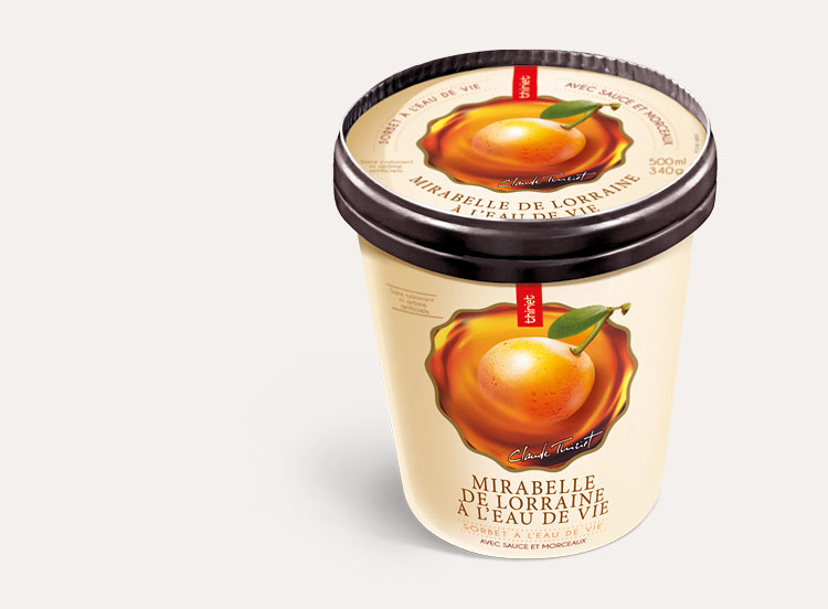 Sorbet Mirabelle origine Lorraine à l&amp;#39;eau de vie surgelé, gamme Glaces ...