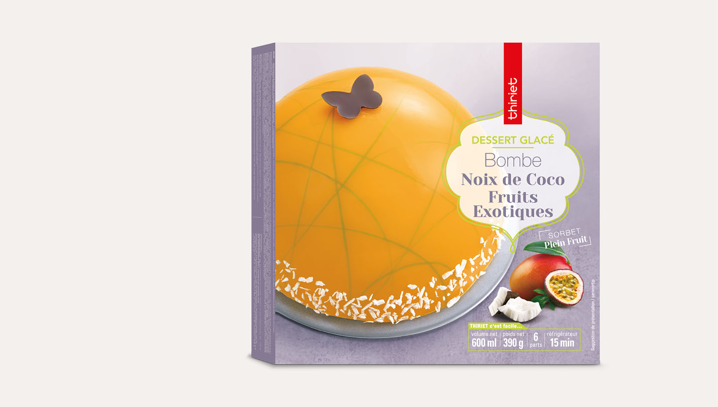 Bombe glacée noix de coco/fruits exotiques