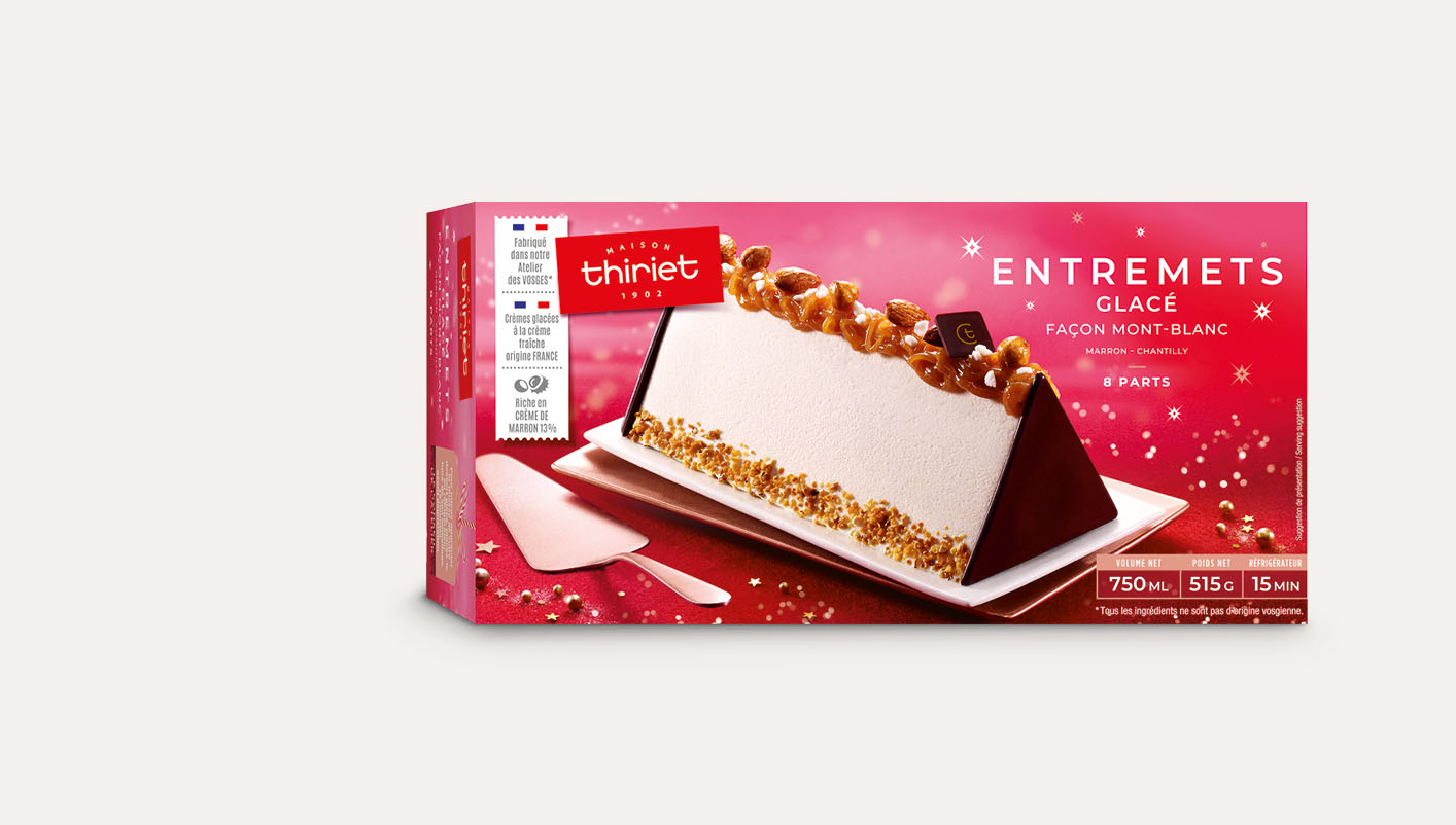 Bûche glacée façon Mont Blanc, marron - vanille