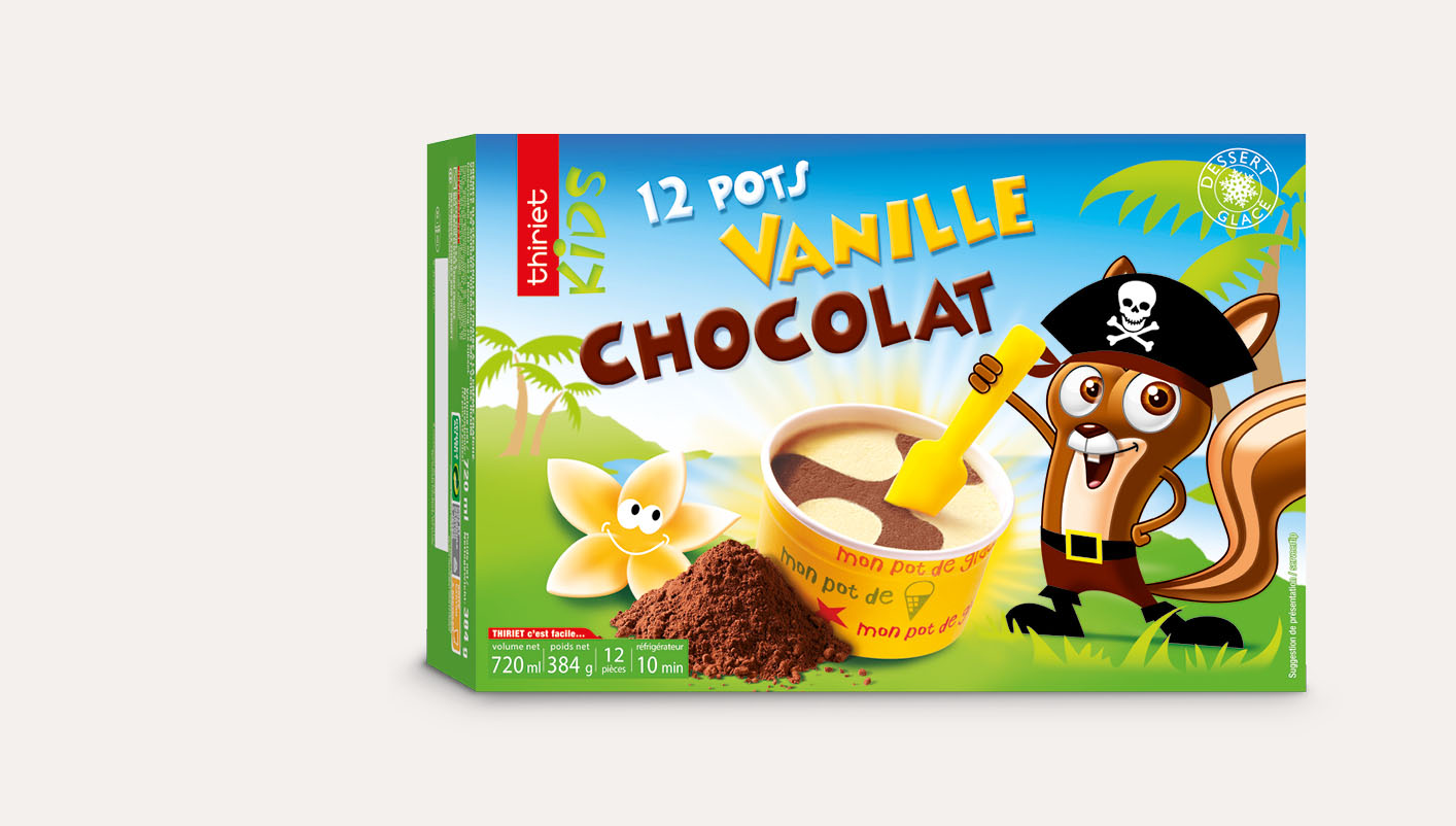 12 Pots Vanille/chocolat 'spécial enfants'