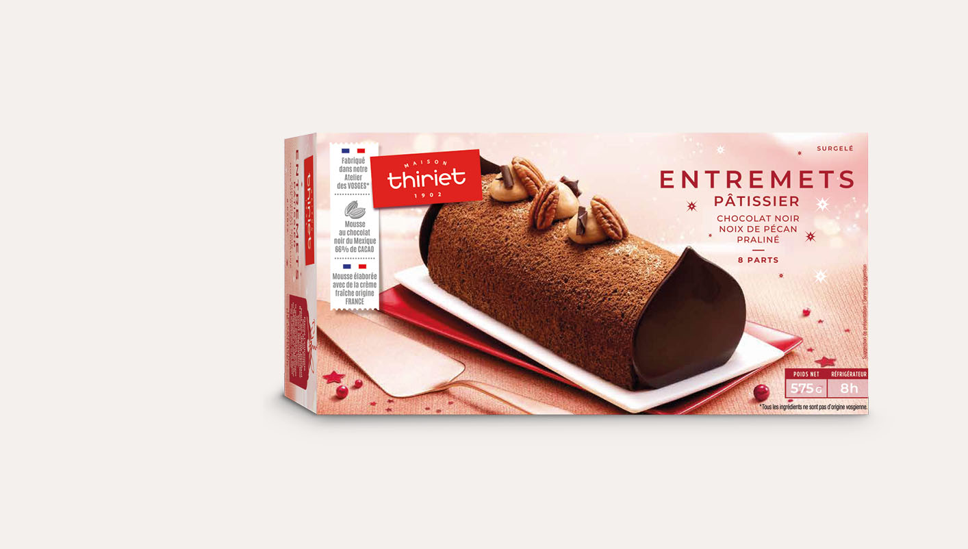Entremets pâtissier chocolat noir - pécan - praliné