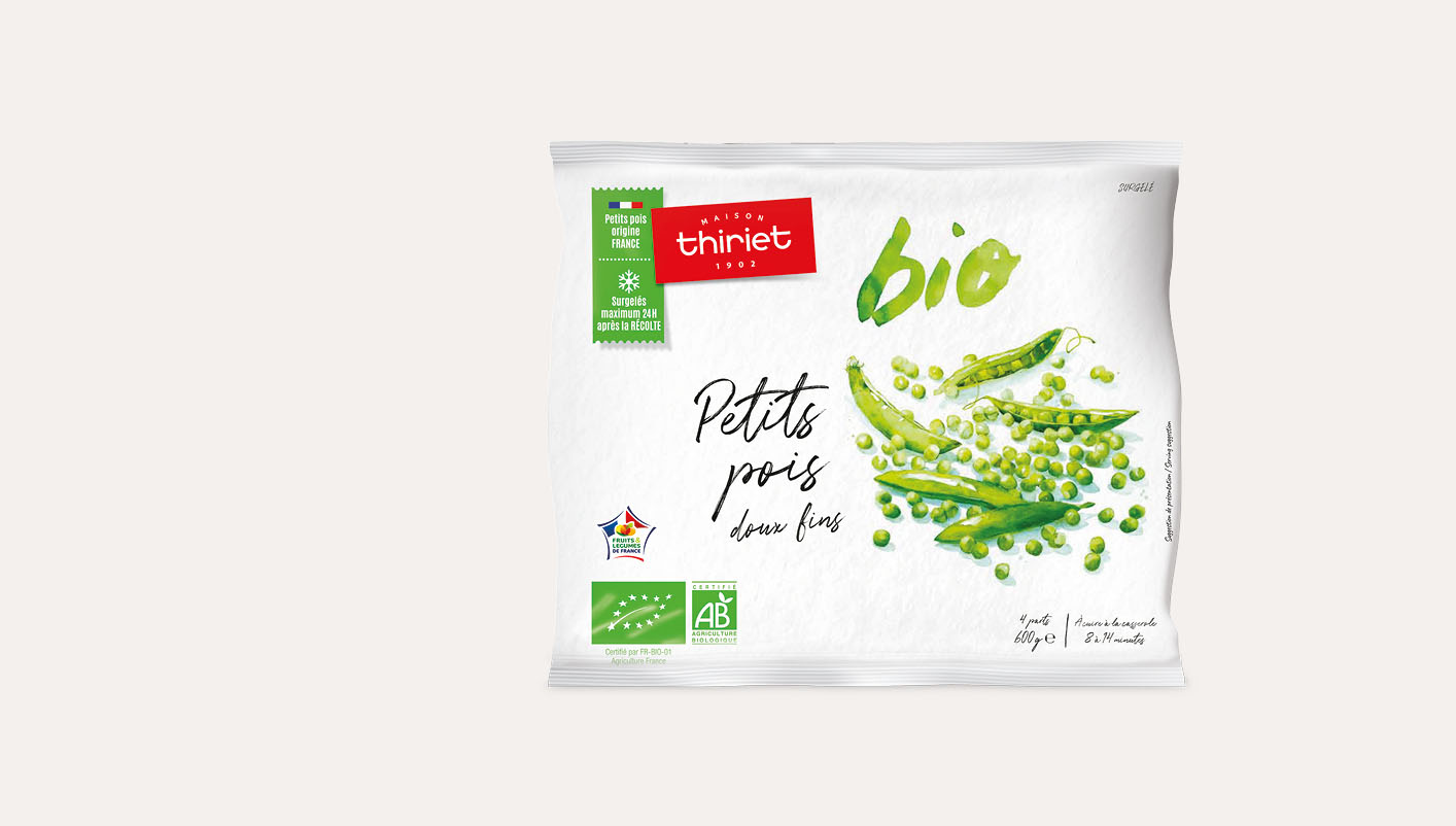 Petits pois doux fins biologiques