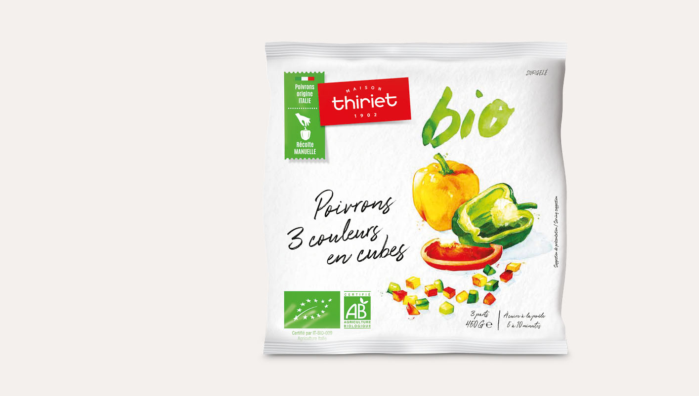 Poivrons 3 couleurs en cubes biologiques