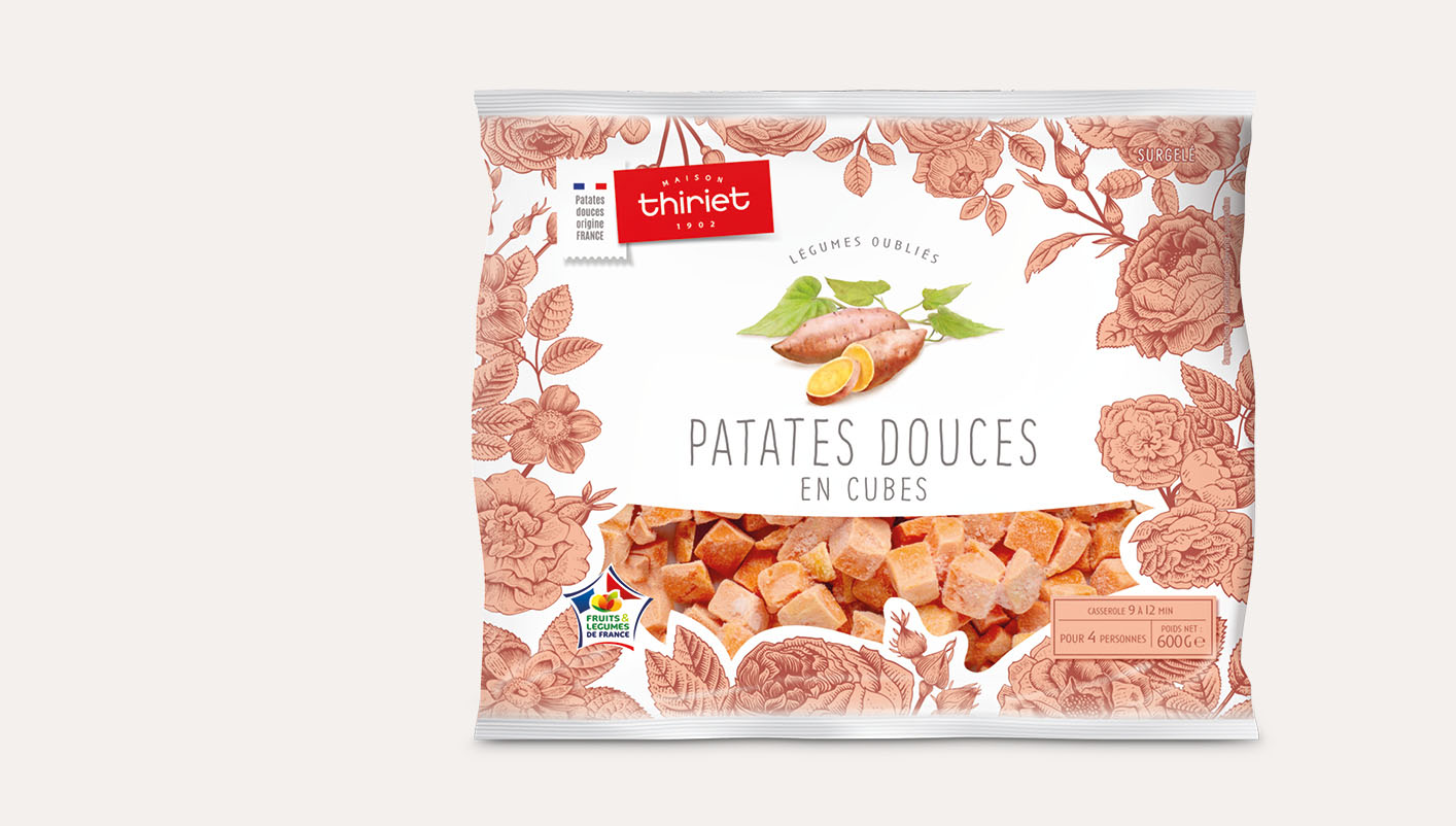 Patates douces en cubes surgelé, gamme Légumes, pommes de terre, pâtes sur Thiriet