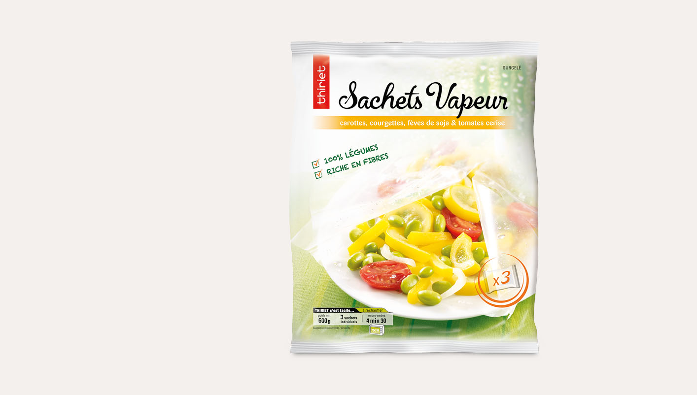3 Sachets vapeur carottes, courgettes, fèves soja