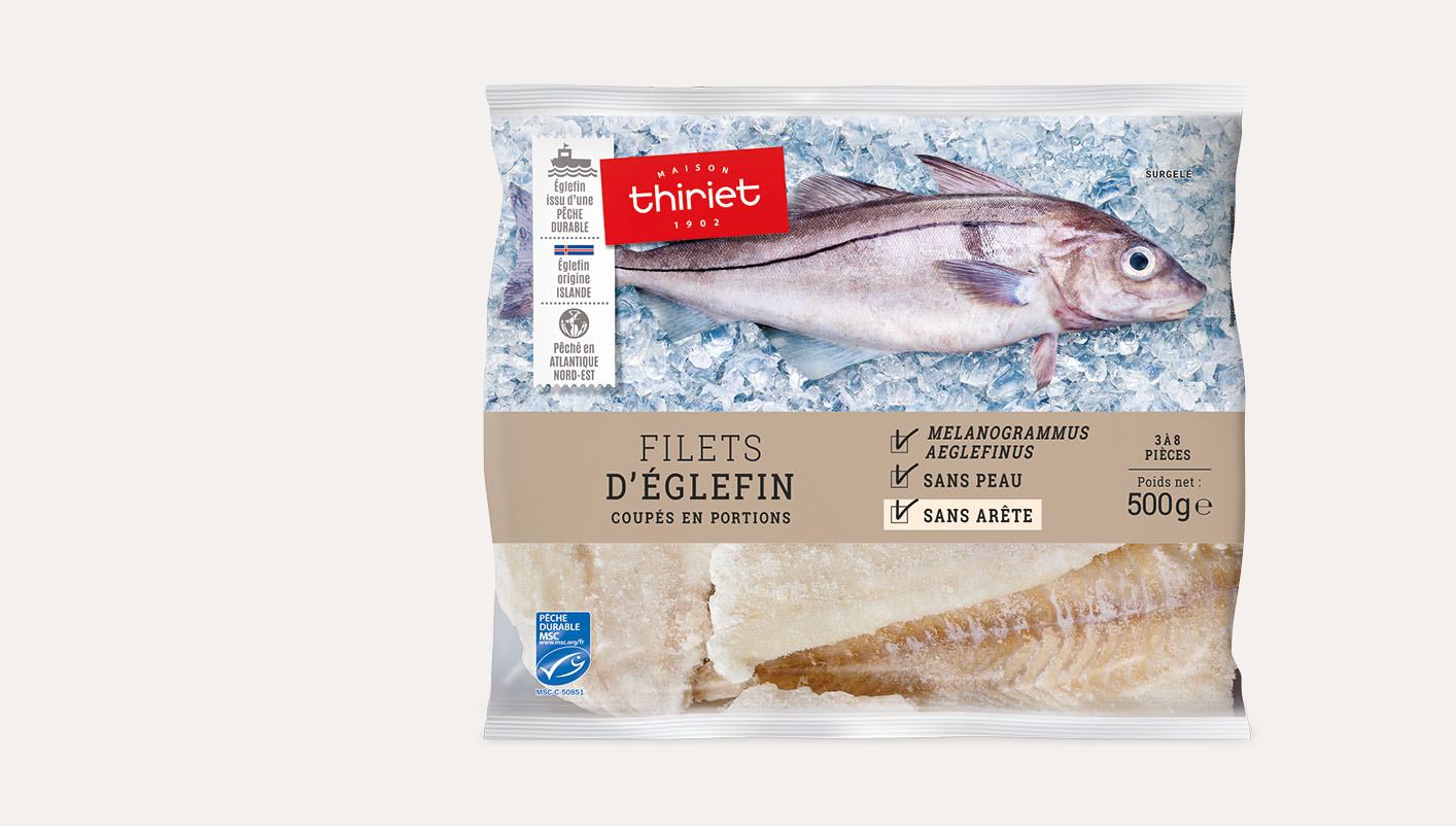 Filets d’églefin coupés en portions