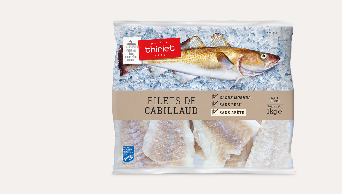 Filets de Cabillaud coupés en portions