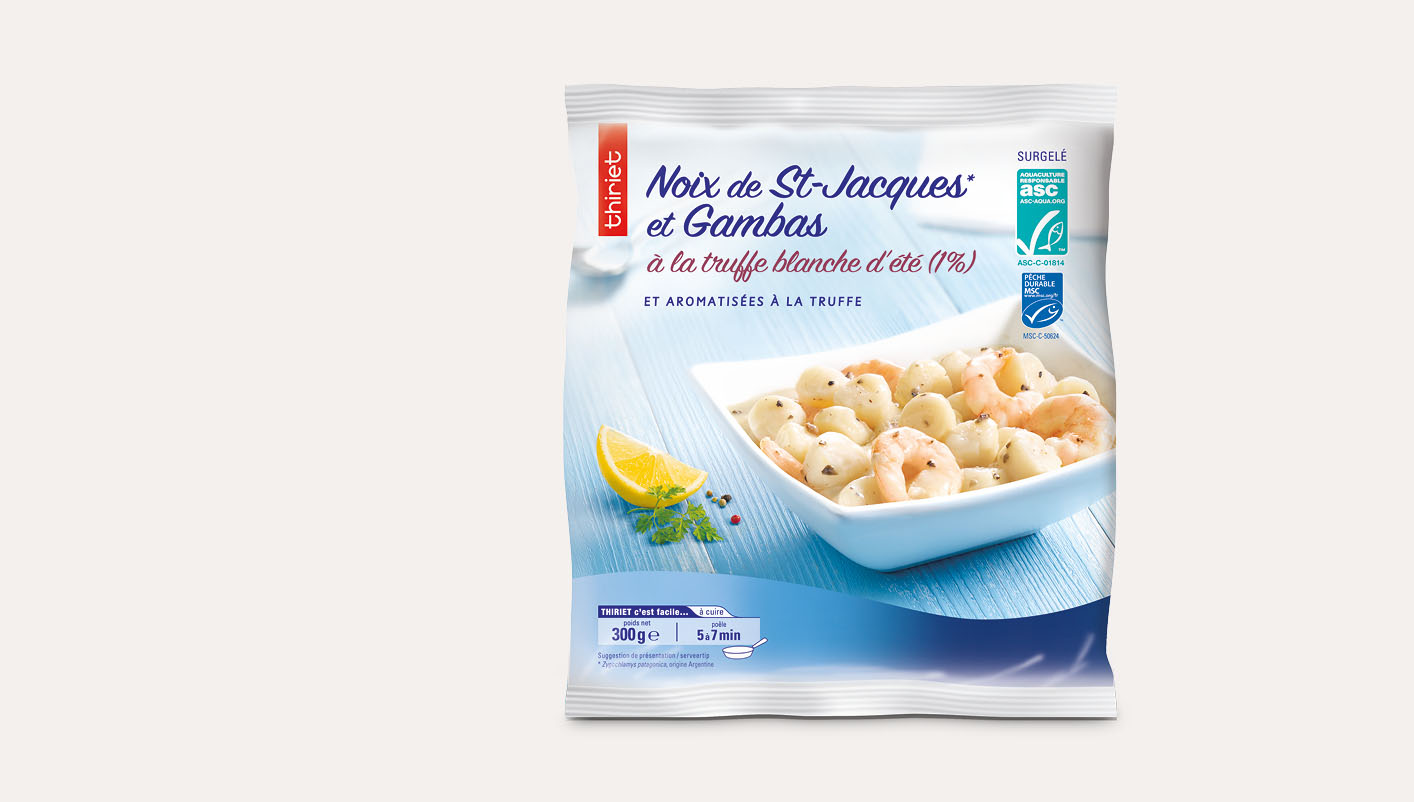 Noix de St-Jacques* gambas à la truffe blanche 1%