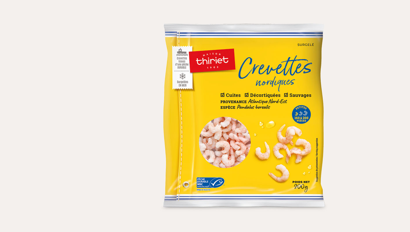 Crevettes nordiques sauvages décortiquées cuites